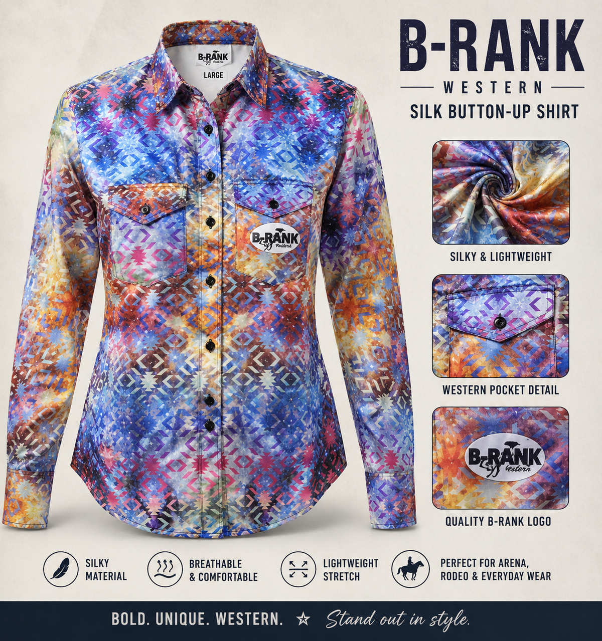🤠✨ B-RANK WESTERN SILK BUTTON-UP ✨🤠