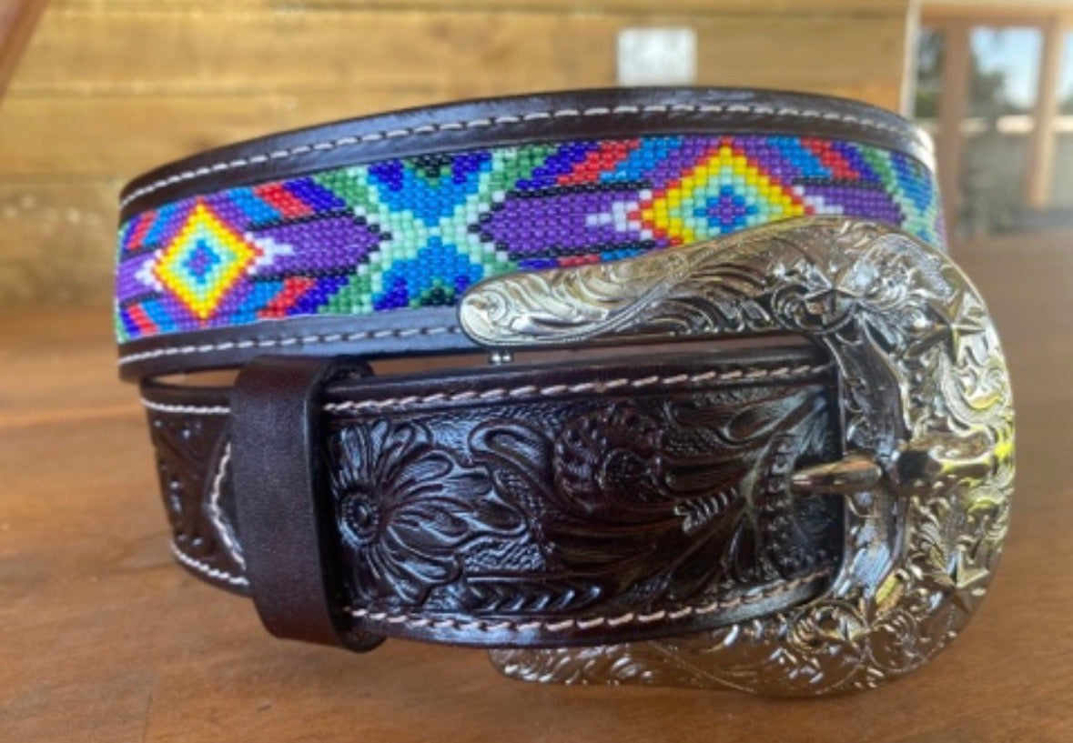 🌈 Desert Sky Beaded Leather Belt 🌈
