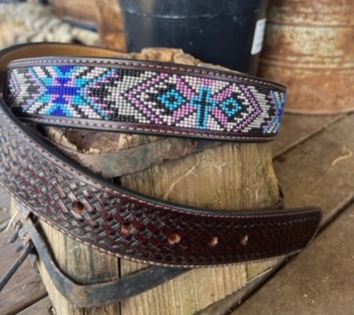 Desert Dusk Beaded Belt 🤍💜🩵