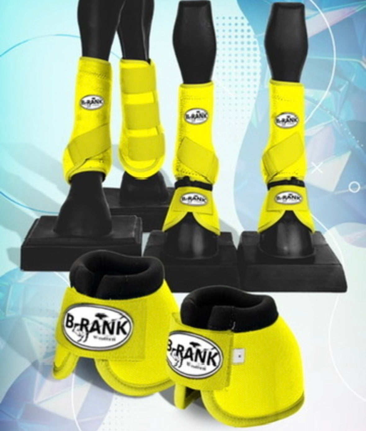 Yellow horse boots- set of 4 w/bells