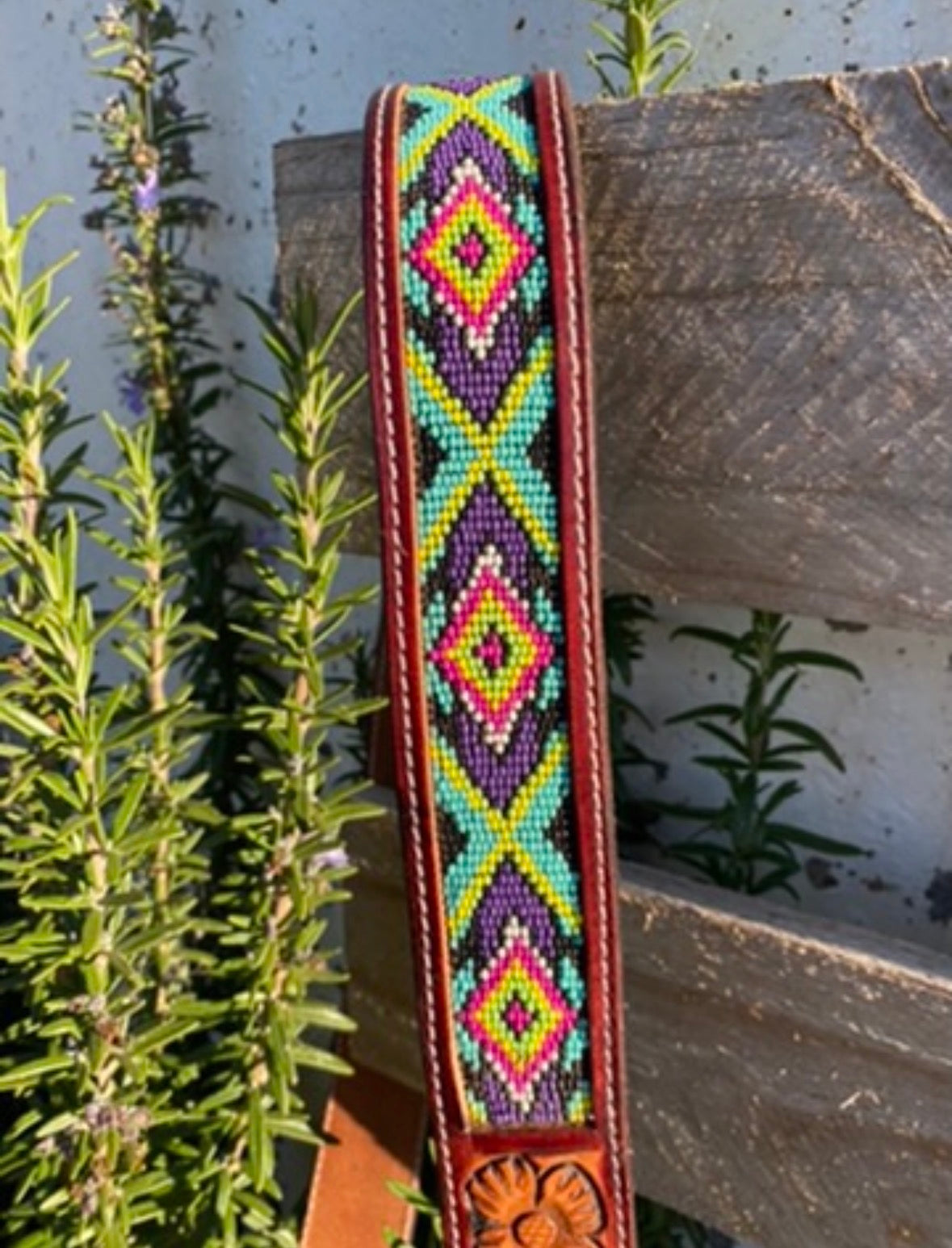🌵 Desert Bloom Beaded Leather Belt 🌵