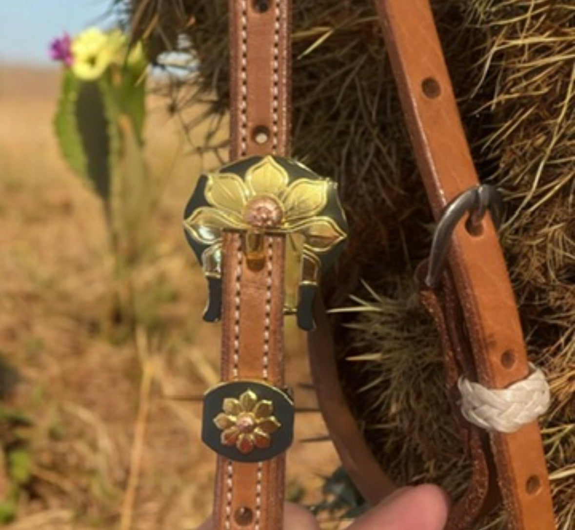 🌼 Gold Floral Concho Leather Bridle 🌼