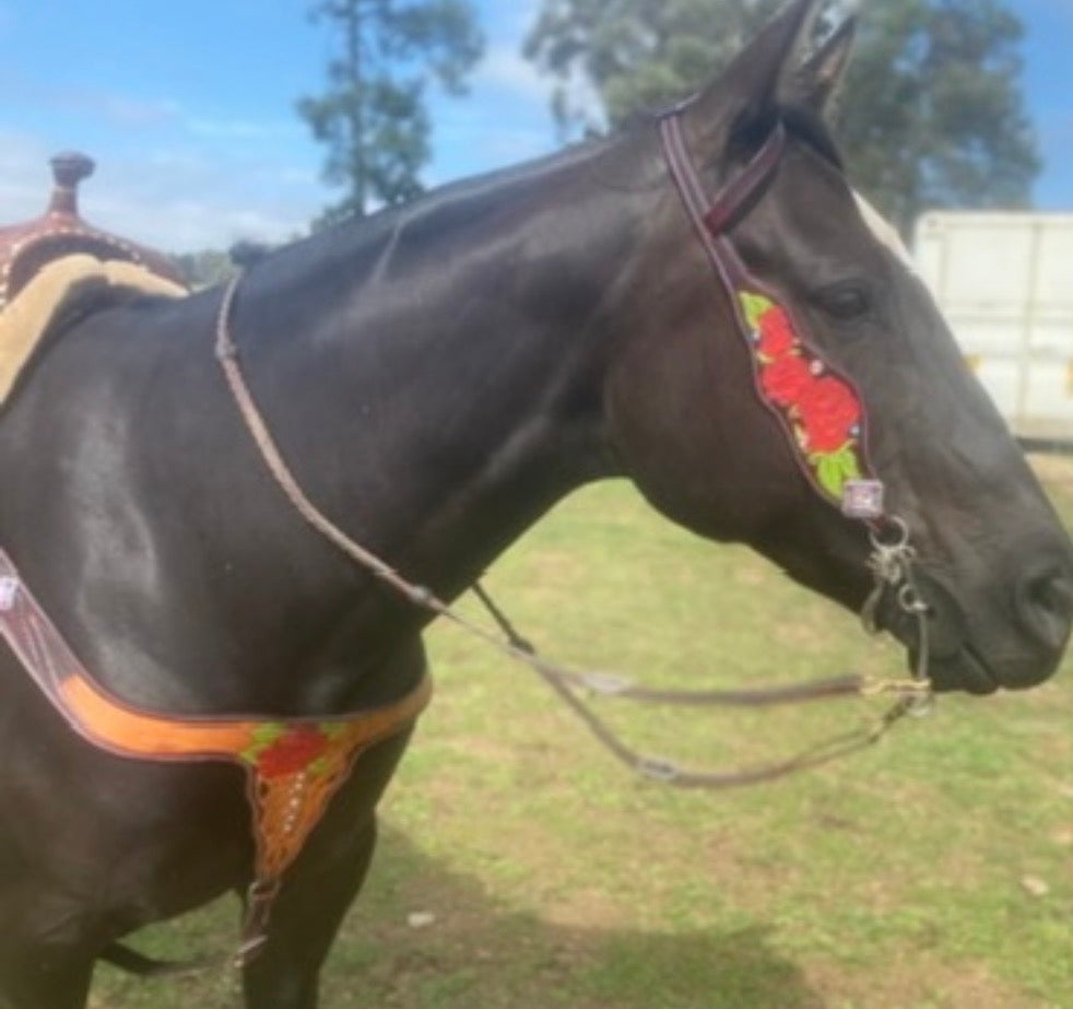 🌹 Rose Skull Bridle & Breastplate Set 🌹