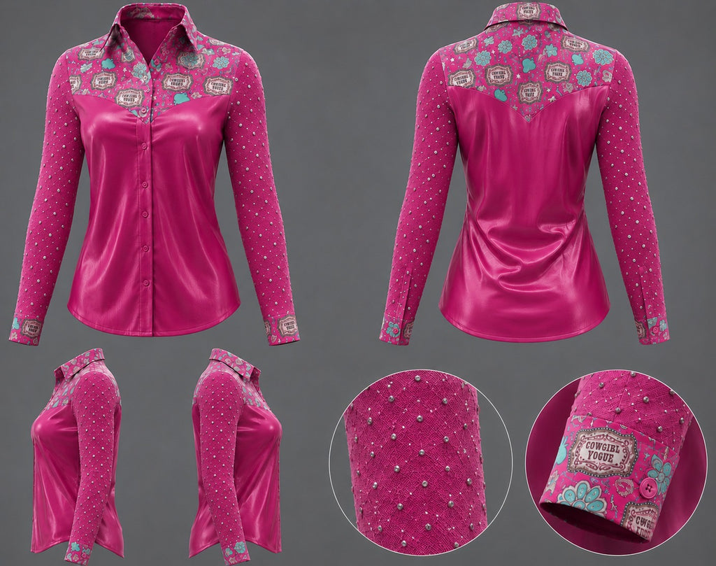 💗 Pink Cowgirl Rhinestone Arena Shirt
