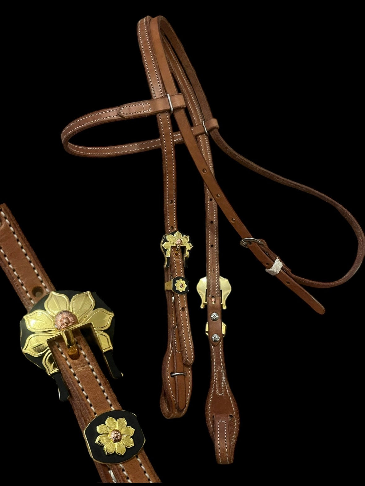 🌼 Gold Floral Concho Leather Bridle 🌼