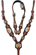 🌻 Floral & Aztec Tooled Leather Bridle & Breastplate Set