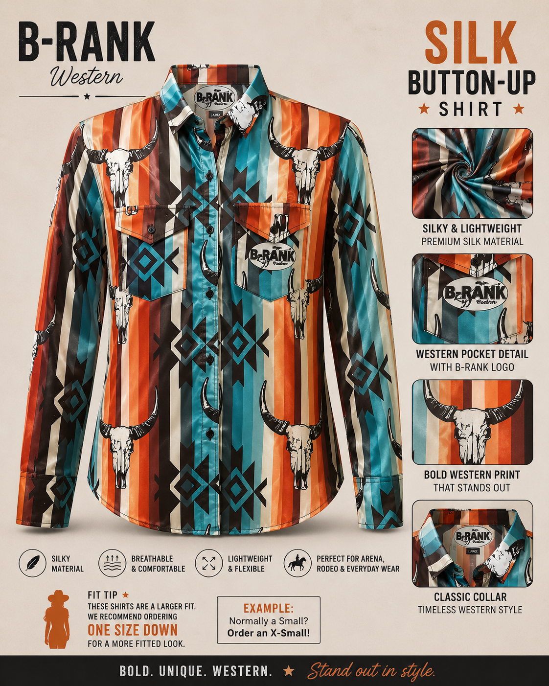 🤠 BOLD BULL SKULL WESTERN SILK SHIRT 🔥